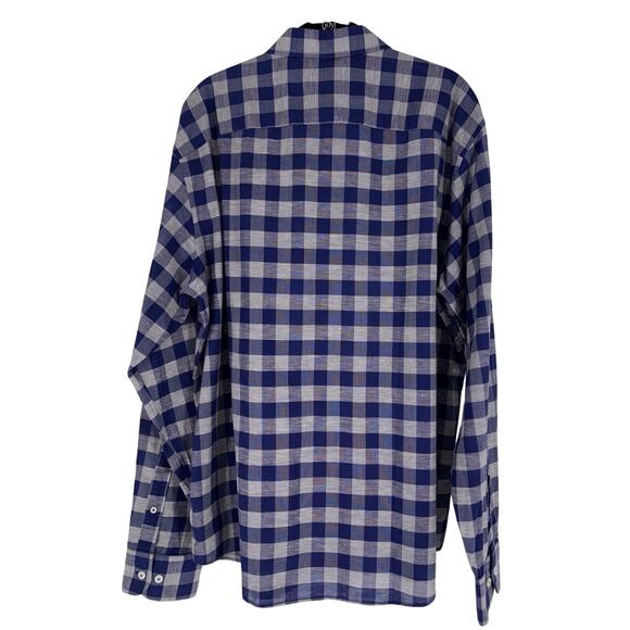 UNTUCKit Men's Button Up Shirt Blue Plaid XL Long Sleeve Cotton Linen Blend EUC - Picture 11 of 13